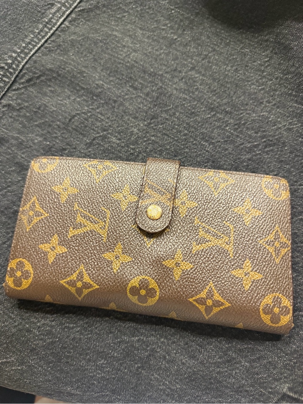 Vintage Louis Vuitton Monogram Canvas Snap Continental Wallet in Brown and Gold